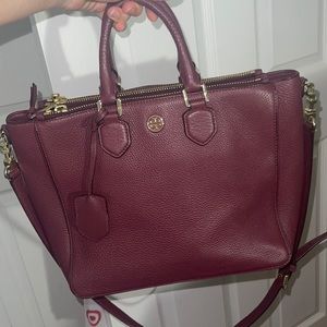 Deep berry tory burch tote